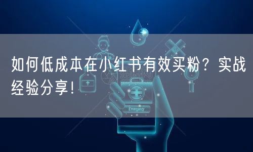 如何低成本在小红书有效买粉？实战经验分享！
